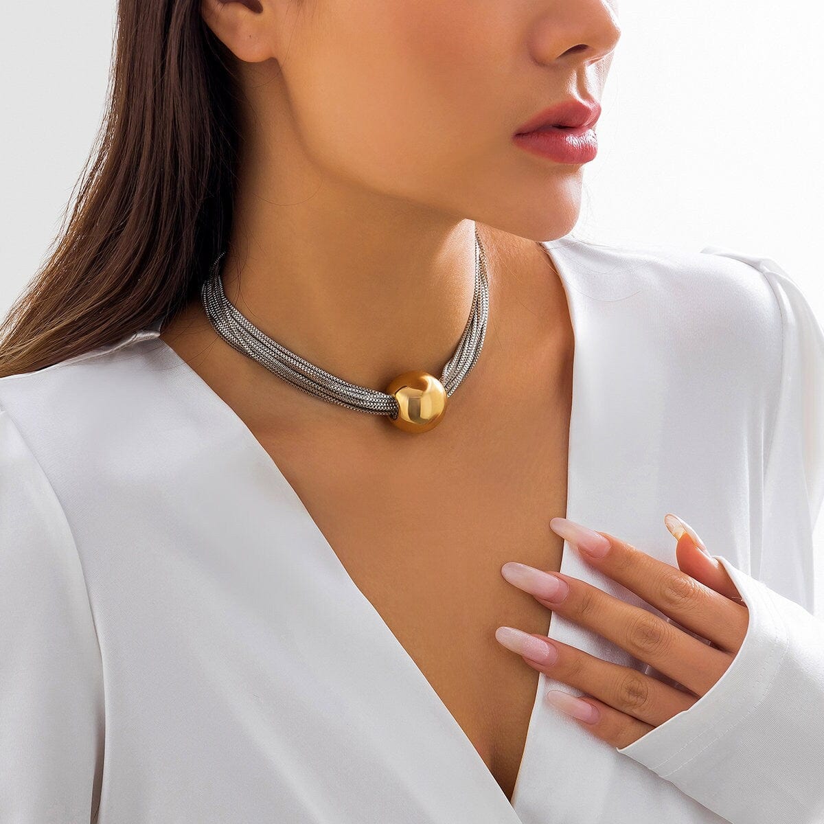 Chic Layered Chunky Ball Charm Collar Choker - ArtGalleryZen