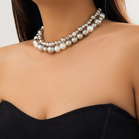 Thumbnail for Chic Layered Chunky Pearl Ball Chain Choker Necklace Set - ArtGalleryZen