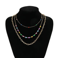 Thumbnail for Chic Layered Colorful Enamel Heart Chain Choker Necklace Set - ArtGalleryZen