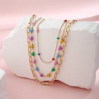 Thumbnail for Chic Layered Colorful Enamel Heart Chain Choker Necklace Set - ArtGalleryZen