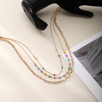 Thumbnail for Chic Layered Colorful Enamel Heart Chain Choker Necklace Set - ArtGalleryZen