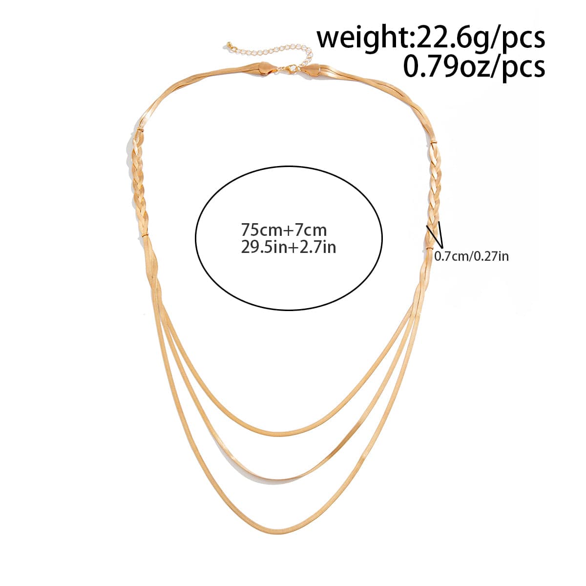 Chic Layered Cross Herringbone Chain Necklace