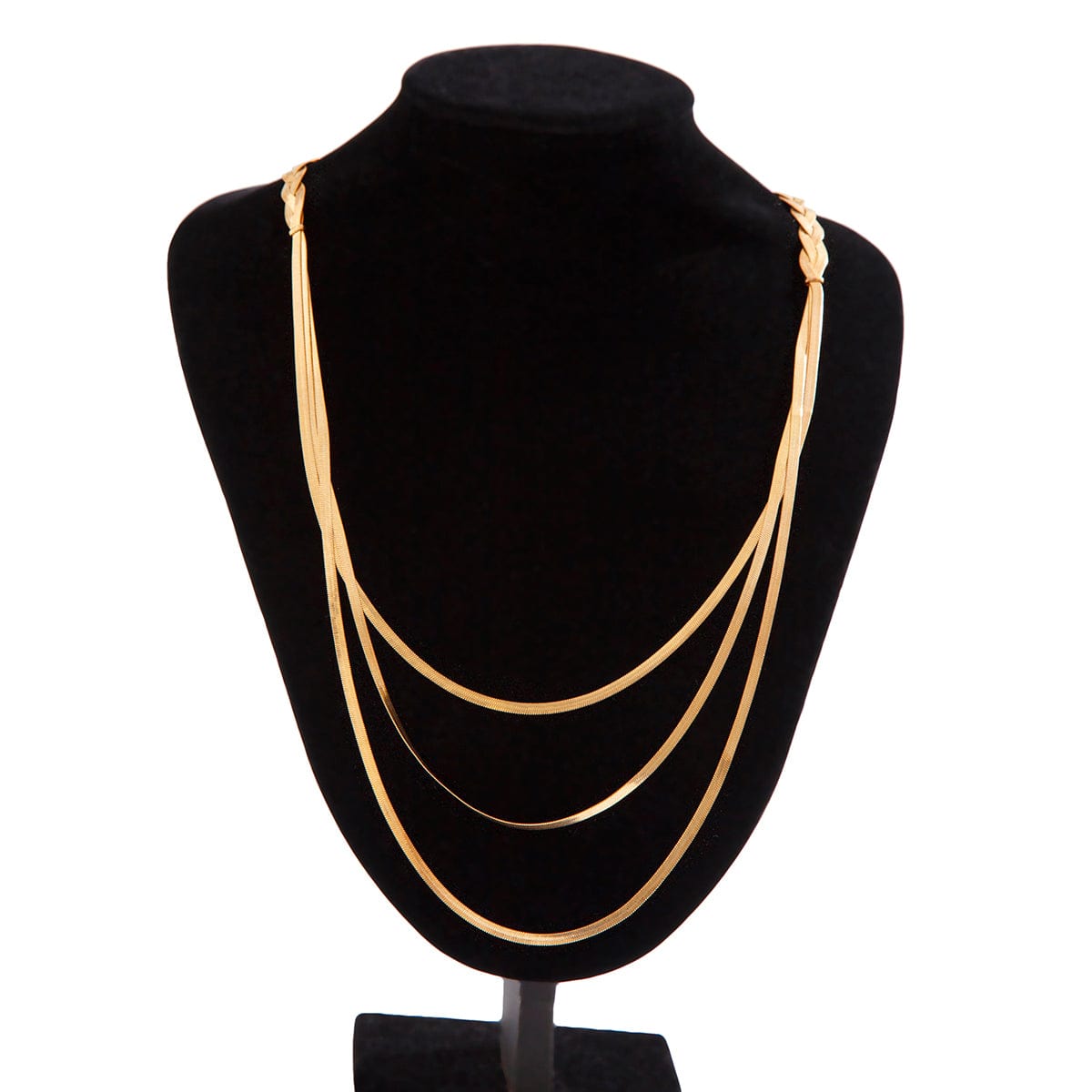 Chic Layered Cross Herringbone Chain Necklace