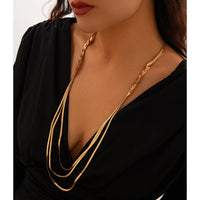 Thumbnail for Chic Layered Cross Herringbone Chain Necklace