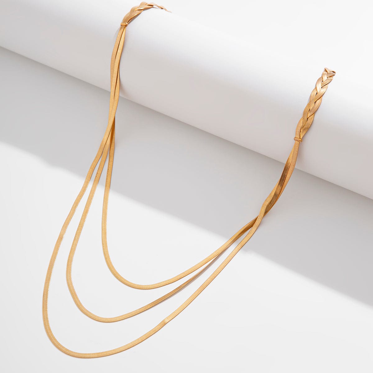 Chic Layered Cross Herringbone Chain Necklace