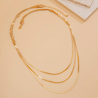 Thumbnail for Chic Layered Cross Herringbone Chain Necklace