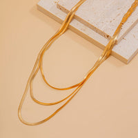 Thumbnail for Chic Layered Cross Herringbone Chain Necklace