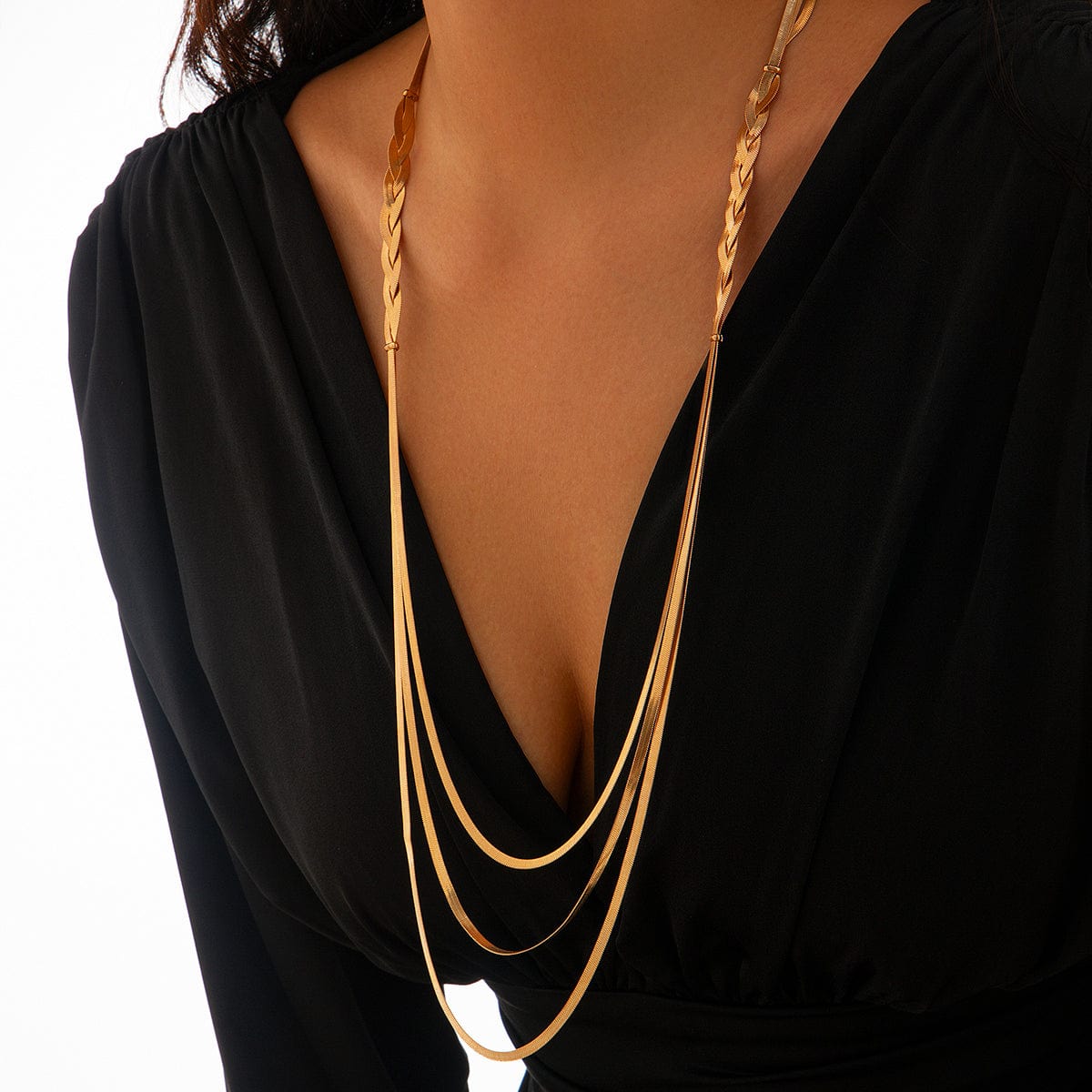 Chic Layered Cross Herringbone Chain Necklace