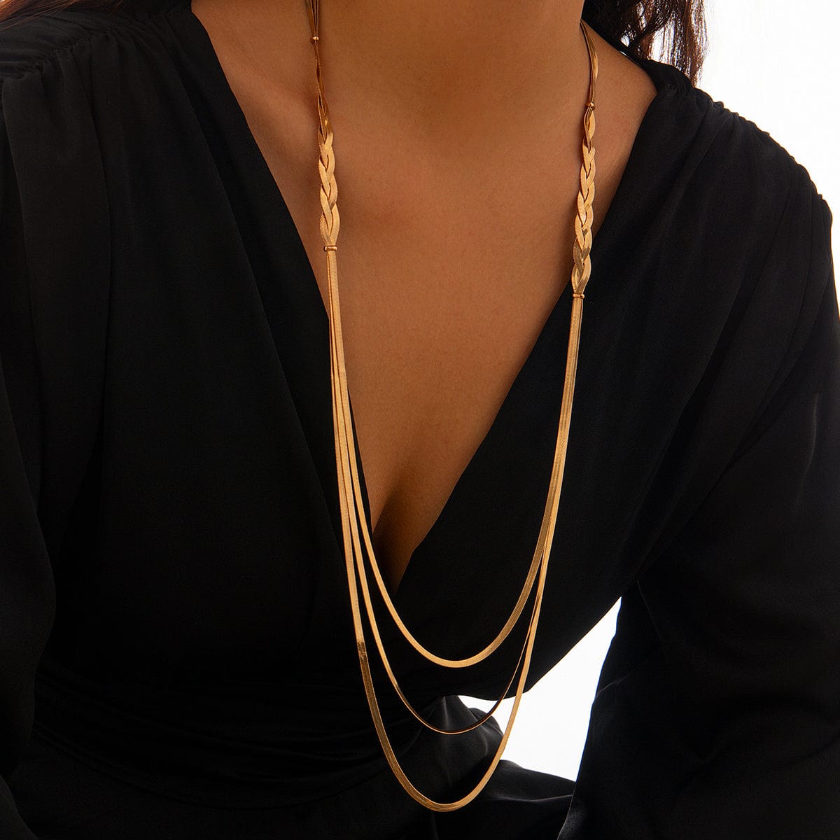 Chic Layered Cross Herringbone Chain Necklace