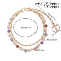 Thumbnail for Chic Layered Cross Pendant Heart Rhinestone Pearl Trouser Chain - ArtGalleryZen