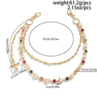 Thumbnail for Chic Layered Cross Pendant Pearl Crystal Trouser Chain - ArtGalleryZen