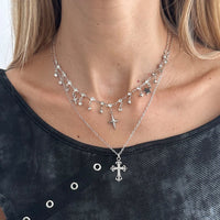 Thumbnail for Chic Layered Cross Star Tassel Rhinestone Chain Necklace Set - ArtGalleryZen