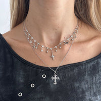 Thumbnail for Chic Layered Cross Star Tassel Rhinestone Chain Necklace Set - ArtGalleryZen