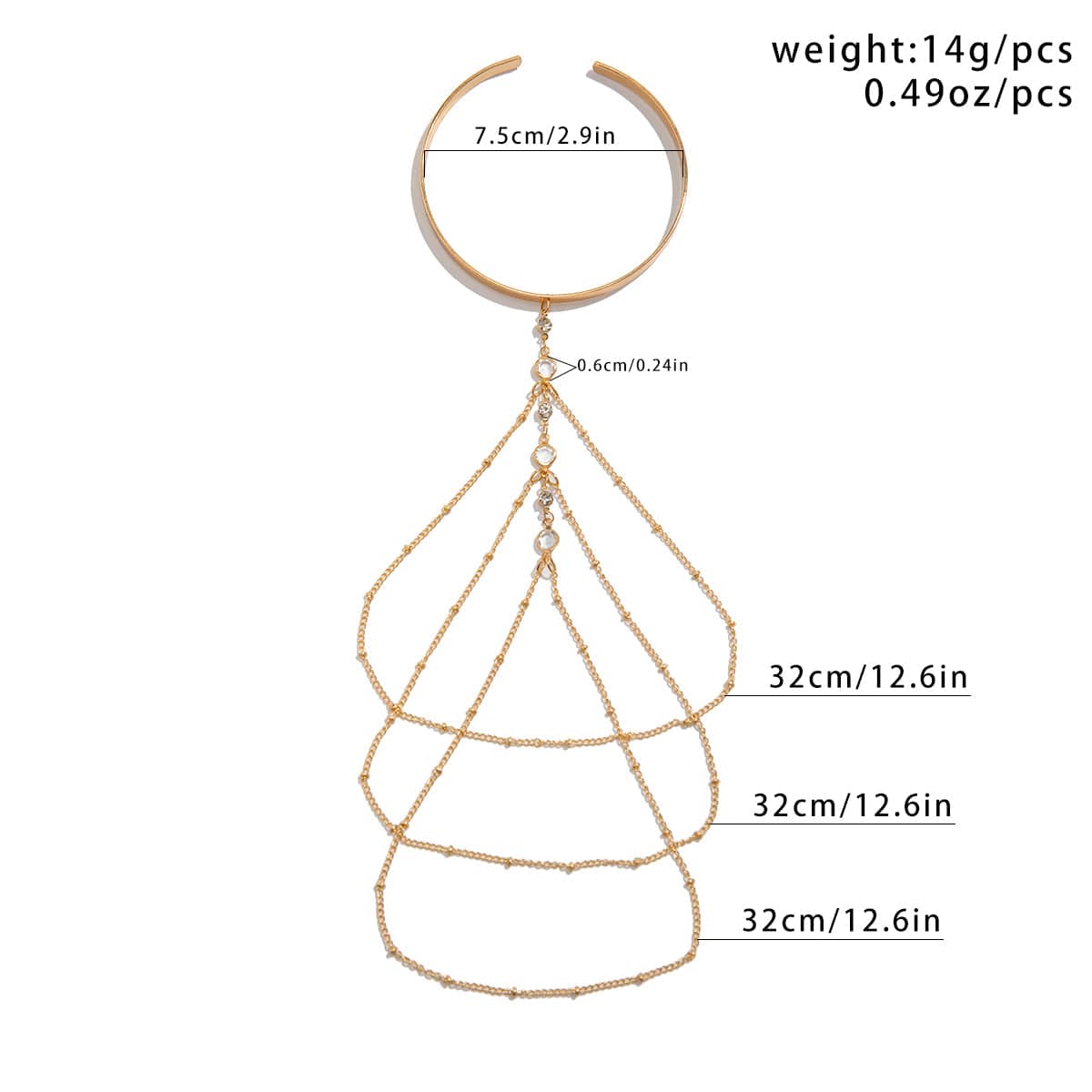 Chic Layered Crystal Inlaid Saturn Chain Tassel Arm Cuff - ArtGalleryZen