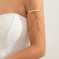 Thumbnail for Chic Layered Crystal Inlaid Saturn Chain Tassel Arm Cuff