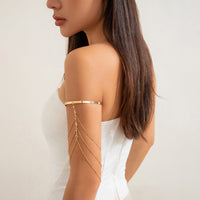 Thumbnail for Chic Layered Crystal Inlaid Saturn Chain Tassel Arm Cuff