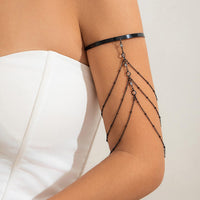 Thumbnail for Chic Layered Crystal Inlaid Saturn Chain Tassel Arm Cuff