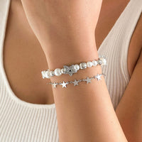Thumbnail for Chic Layered Crystal Inlaid Star Pearl Chain Bracelet - ArtGalleryZen