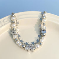 Thumbnail for Chic Layered Crystal Inlaid Star Pearl Chain Bracelet