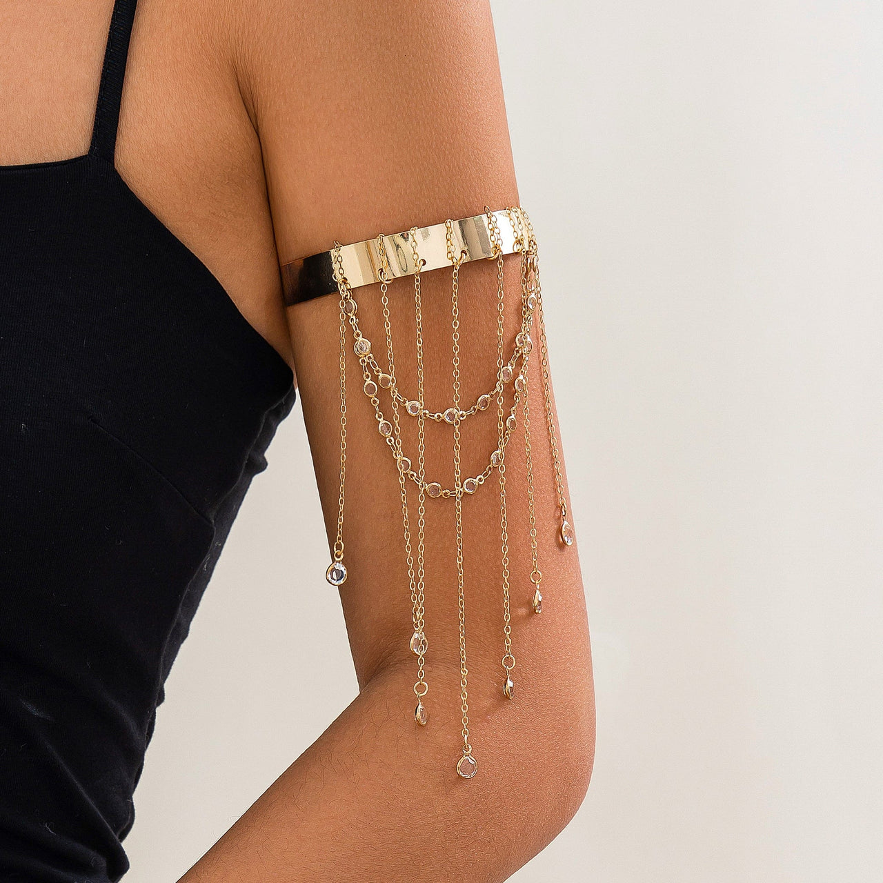 Chic Layered Crystal Star Sequin Tassel Arm Cuff