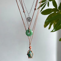 Thumbnail for Chic Layered Crystal Sun Pendant Wax Cord String Necklace Set - ArtGalleryZen