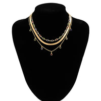 Thumbnail for Chic Layered Crystal Tassel Herringbone Chain Necklace Set - ArtGalleryZen