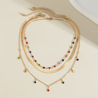 Thumbnail for Chic Layered Crystal Tassel Herringbone Chain Necklace Set - ArtGalleryZen