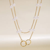 Thumbnail for Chic Layered Double Ring Pearl Chain Necklace - ArtGalleryZen