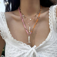 Thumbnail for Chic Layered Fish Pendant Sequin Tassel Seed Beaded Necklace Set