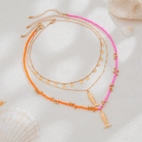 Thumbnail for Chic Layered Fish Pendant Sequin Tassel Seed Beaded Necklace Set