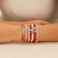 Thumbnail for Chic Layered Flower Letter Polymer Clay Beaded Friendship Bracelet Set - ArtGalleryZen