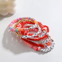 Thumbnail for Chic Layered Flower Letter Polymer Clay Beaded Friendship Bracelet Set - ArtGalleryZen