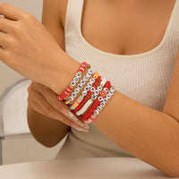 Thumbnail for Chic Layered Flower Letter Polymer Clay Beaded Friendship Bracelet Set - ArtGalleryZen