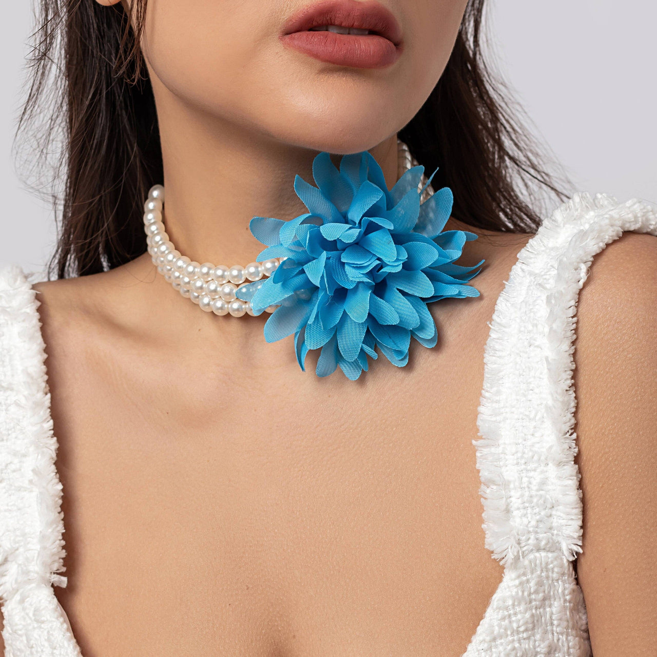 Chic Layered Flower Pearl Chain Collar Choker Necklace - ArtGalleryZen