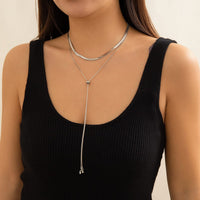 Thumbnail for Chic Layered Gold Silver Plated Adjustable Snake Chain Y Necklace - ArtGalleryZen