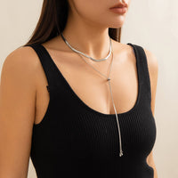 Thumbnail for Chic Layered Gold Silver Plated Adjustable Snake Chain Y Necklace - ArtGalleryZen
