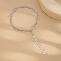 Thumbnail for Chic Layered Gold Silver Tone Cross Snake Chain Y Necklace
