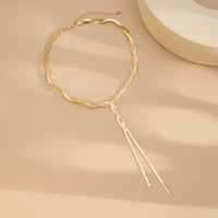 Thumbnail for Chic Layered Gold Silver Tone Cross Snake Chain Y Necklace
