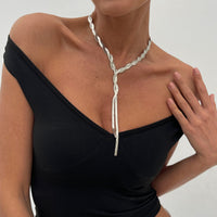 Thumbnail for Chic Layered Gold Silver Tone Cross Snake Chain Y Necklace