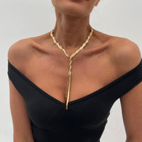 Thumbnail for Chic Layered Gold Silver Tone Cross Snake Chain Y Necklace