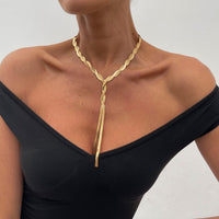 Thumbnail for Chic Layered Gold Silver Tone Cross Snake Chain Y Necklace