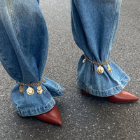 Thumbnail for Chic Layered Gold Silver Tone Flame Heart Anklet - ArtGalleryZen