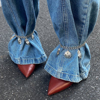 Thumbnail for Chic Layered Gold Silver Tone Flame Heart Anklet - ArtGalleryZen