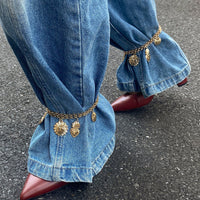 Thumbnail for Chic Layered Gold Silver Tone Flame Heart Anklet - ArtGalleryZen