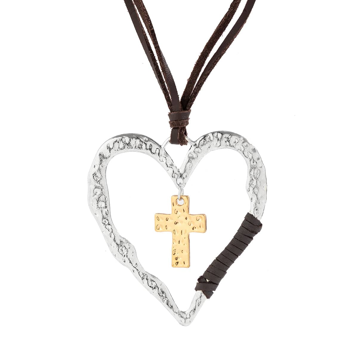 Chic Layered Velvet Heart Cross Pendant Necklace - ArtGalleryZen