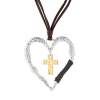 Thumbnail for Chic Layered Velvet Heart Cross Pendant Necklace - ArtGalleryZen