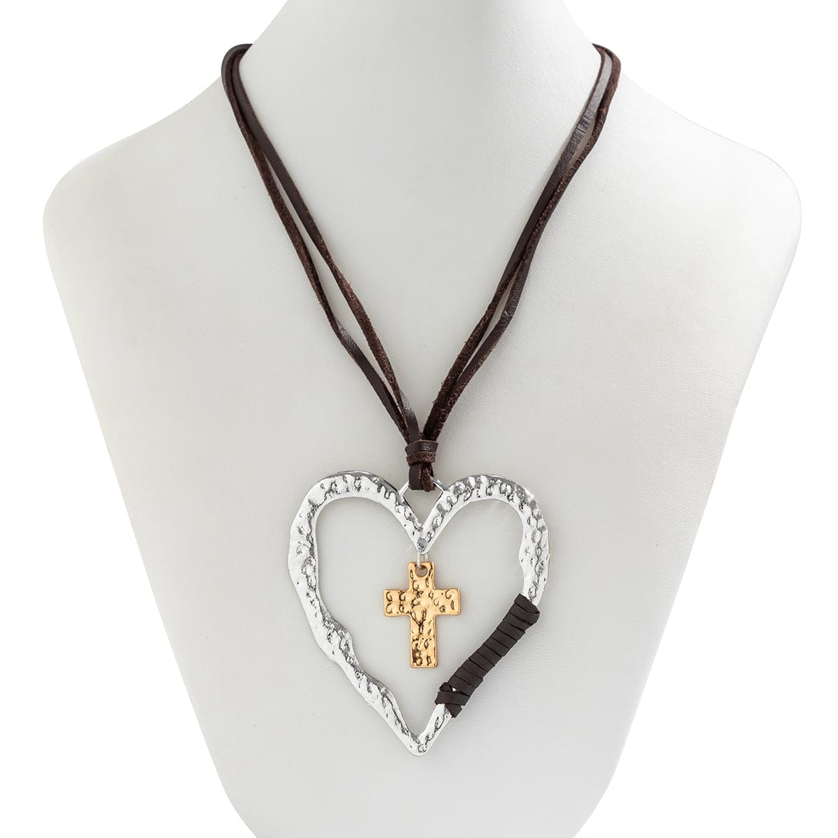 Chic Layered Velvet Heart Cross Pendant Necklace - ArtGalleryZen