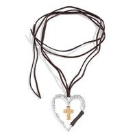 Thumbnail for Chic Layered Velvet Heart Cross Pendant Necklace - ArtGalleryZen