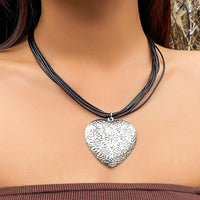 Thumbnail for Chic Layered Heart Pendant Wax Cord String Necklace - ArtGalleryZen