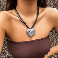 Thumbnail for Chic Layered Heart Pendant Wax Cord String Necklace - ArtGalleryZen